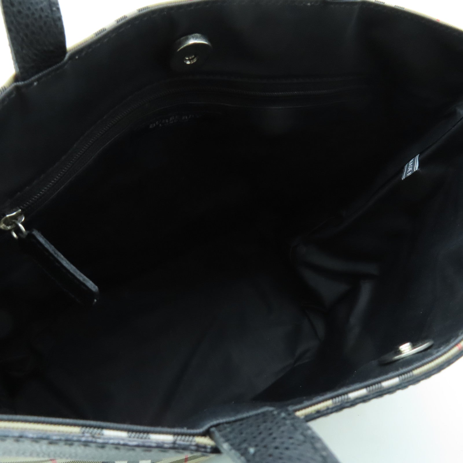 BURBERRY Canvas Handbag Silver Buckle Brown/Black