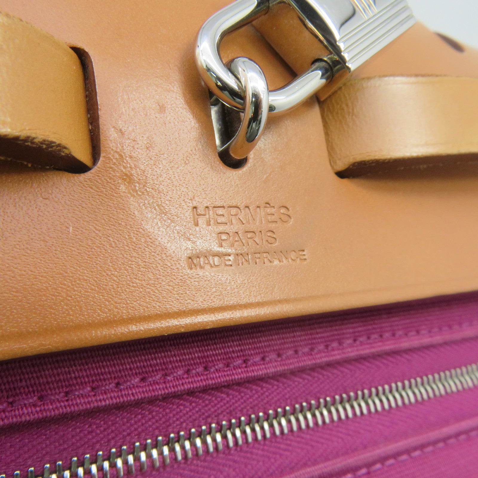 HERMES 帆布Herbag PM银扣肩背袋Tosca