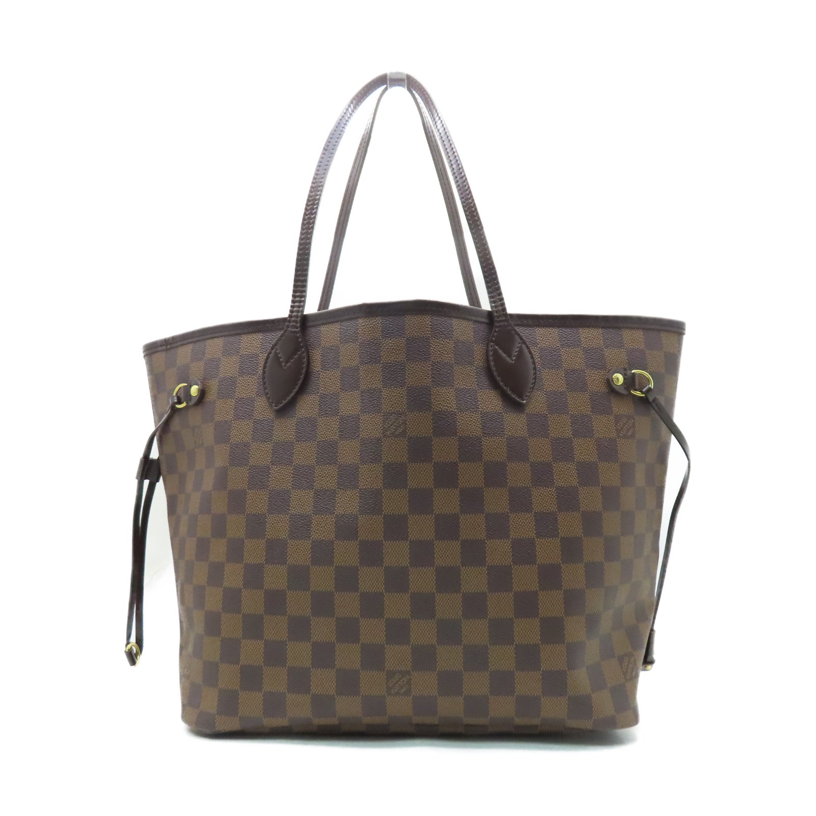 LOUIS VUITTON Damier Neverfull MM金扣肩背袋啡色