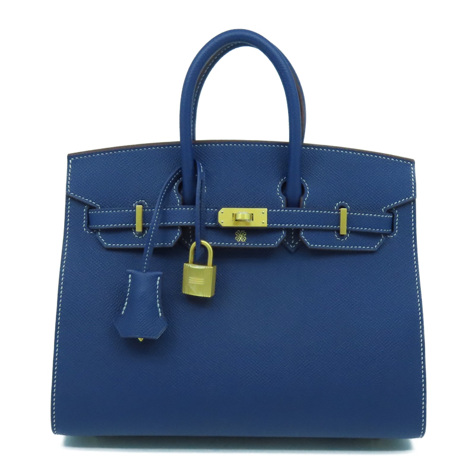 HERMES Epsom皮革Birkin 25 Sellier Special Order金扣手挽袋Bleu Encre墨水藍色