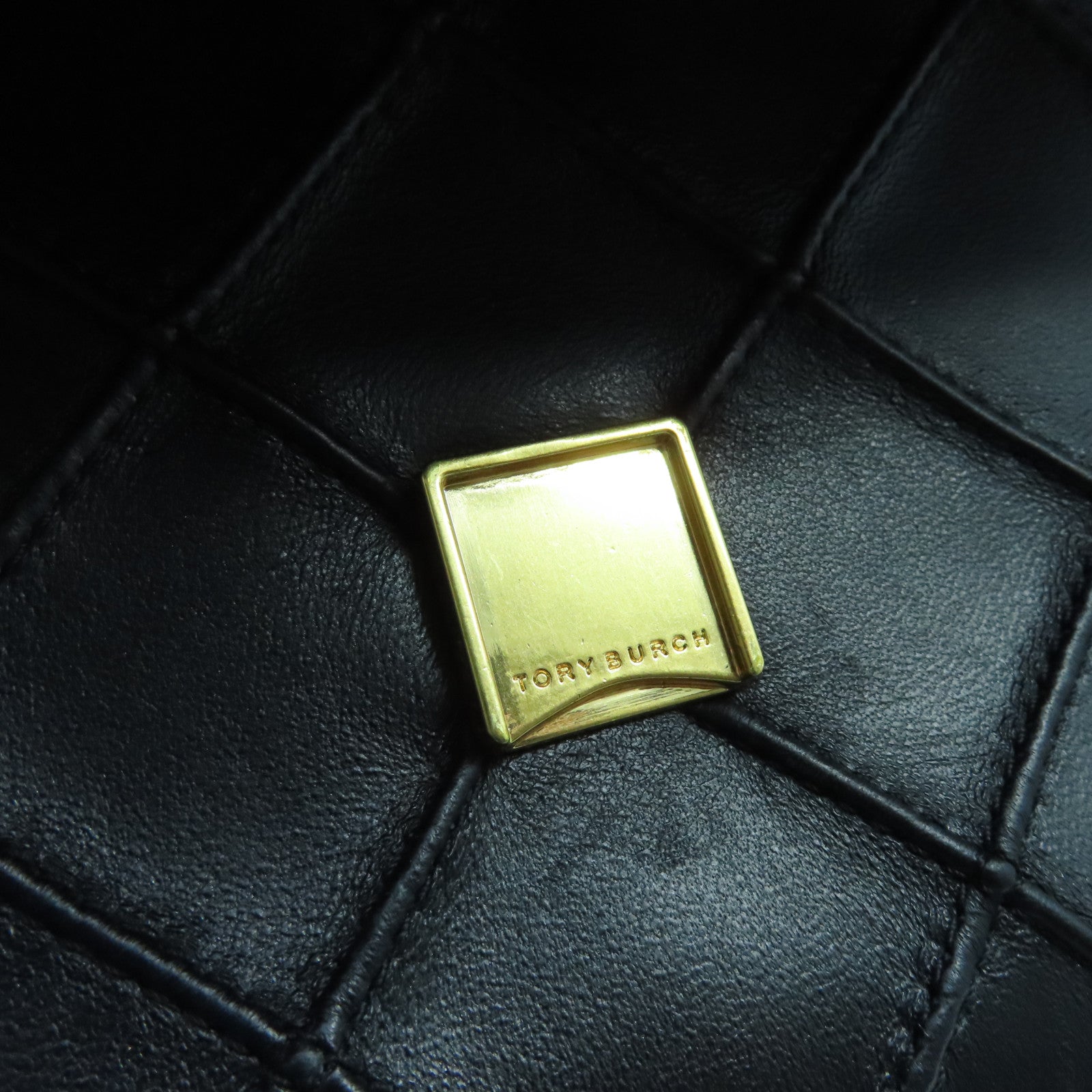 Tory Burch Rhombus Leather Chain Shoulder Bag Gold Buckle Chain Shoulder Bag Black
