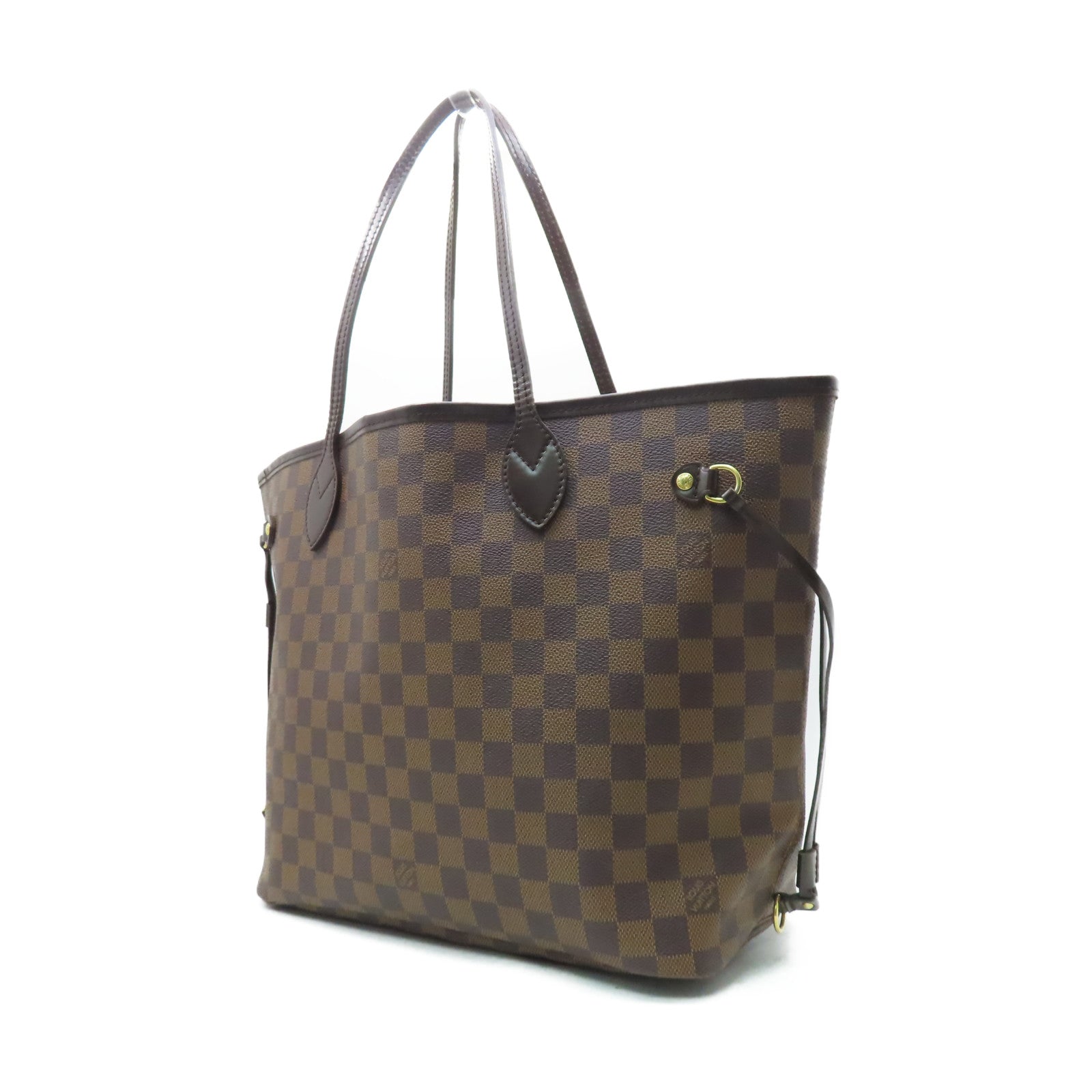 LOUIS VUITTON Damier Neverfull MM金扣肩背袋啡色