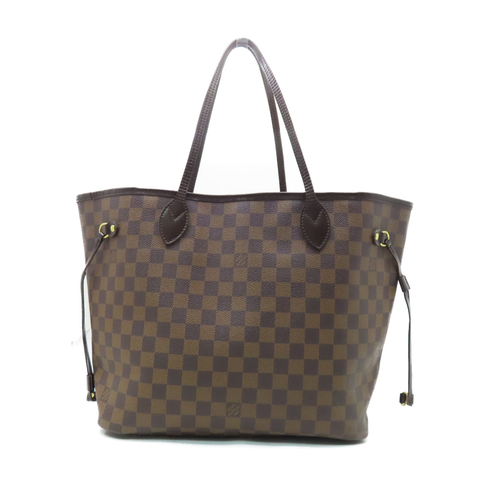 LOUIS VUITTON Damier Neverfull MM金扣肩背袋啡色