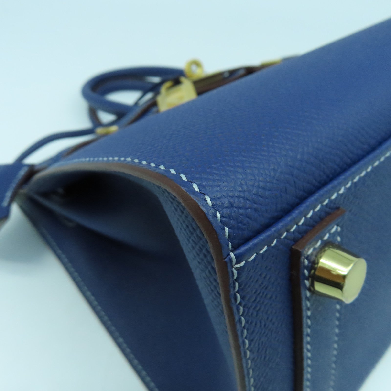 HERMES Epsom皮革Birkin 25 Sellier Special Order金扣手挽袋Bleu Encre墨水藍色