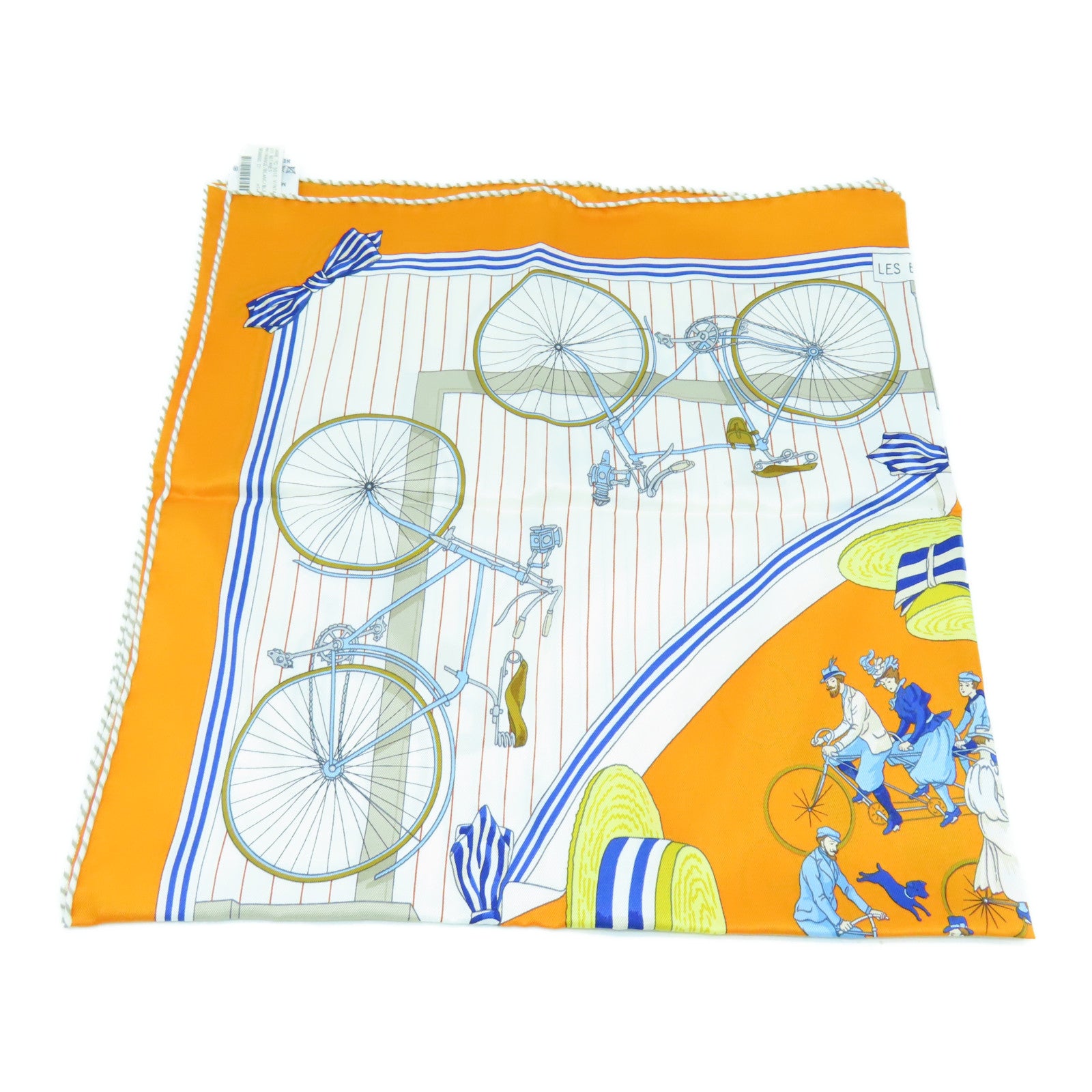 HERMES Silk Scarf90x90 Scarf White Orange