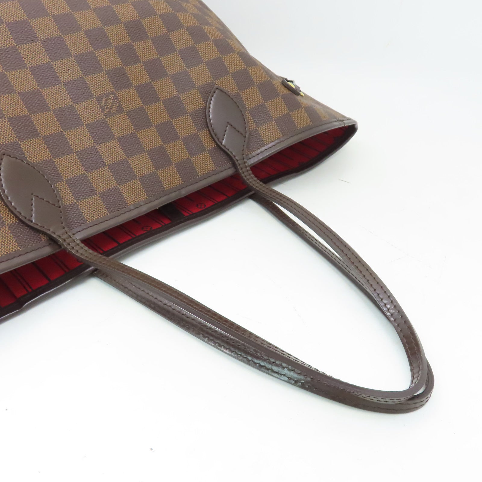 LOUIS VUITTON Damier Neverfull MM金扣肩背袋啡色
