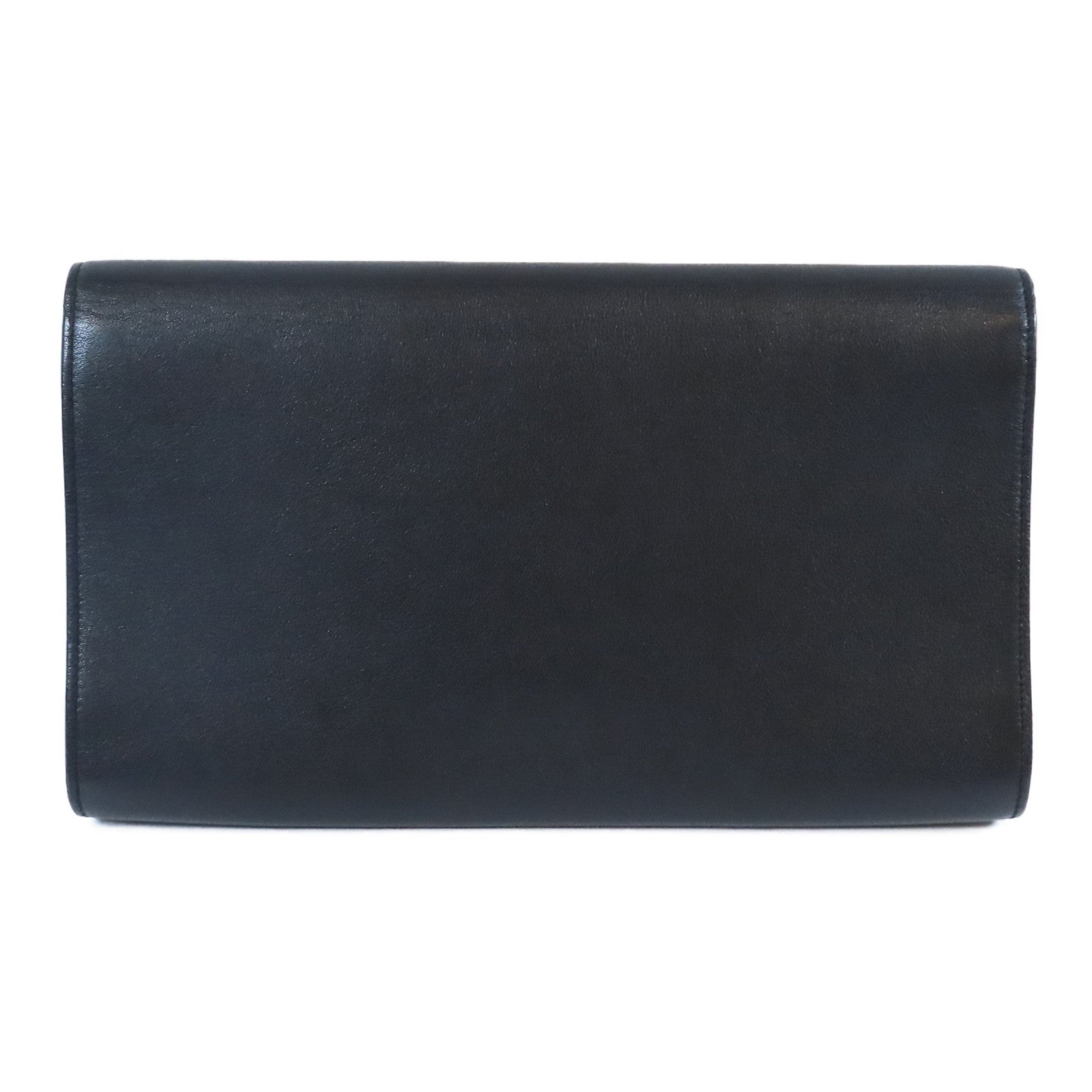 YVES SAINT LAURENT 牛皮皮革Clutch金扣手拿包黑色