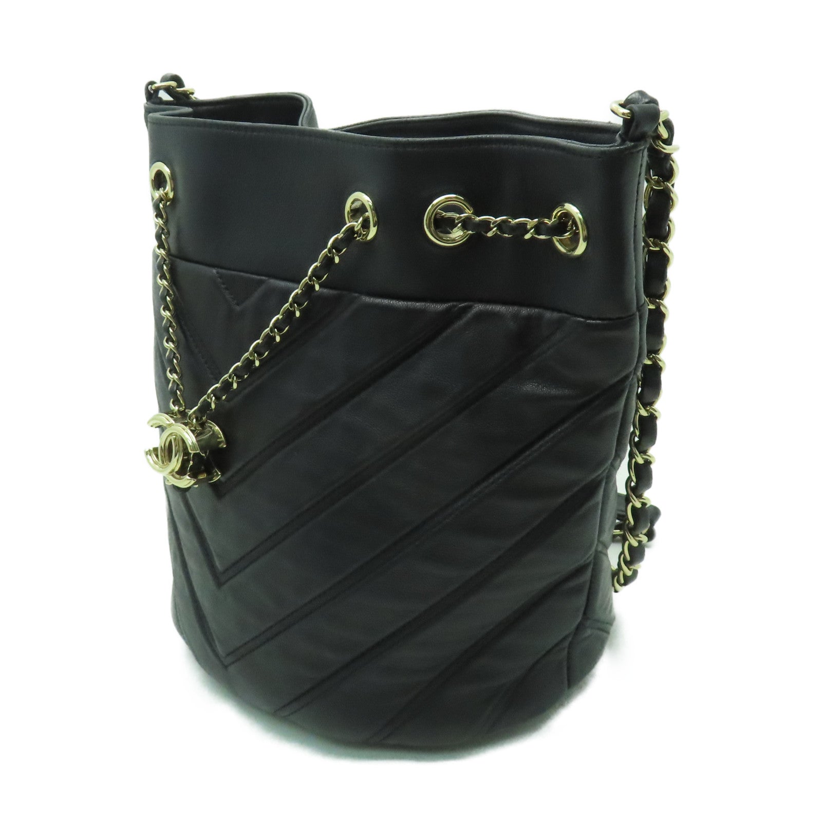 CHANEL 羊皮皮革Shoulder Bag金扣肩背袋黑色