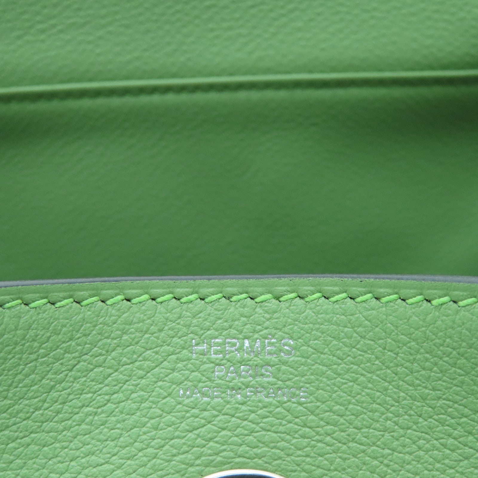 HERMES Evercolor皮革Lindy 26銀扣手挽肩背兩用袋綠色