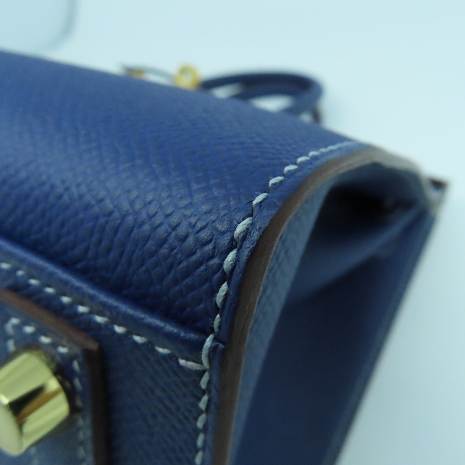 HERMES Epsom皮革Birkin 25 Sellier Special Order金扣手挽袋Bleu Encre墨水藍色