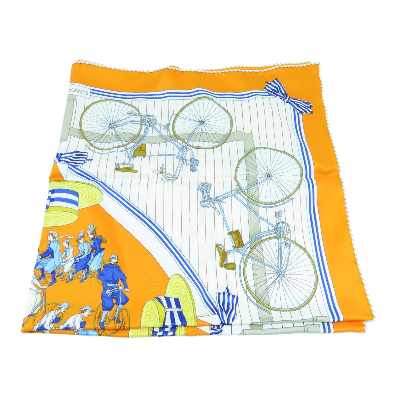 HERMES Silk Scarf90x90 Scarf White Orange