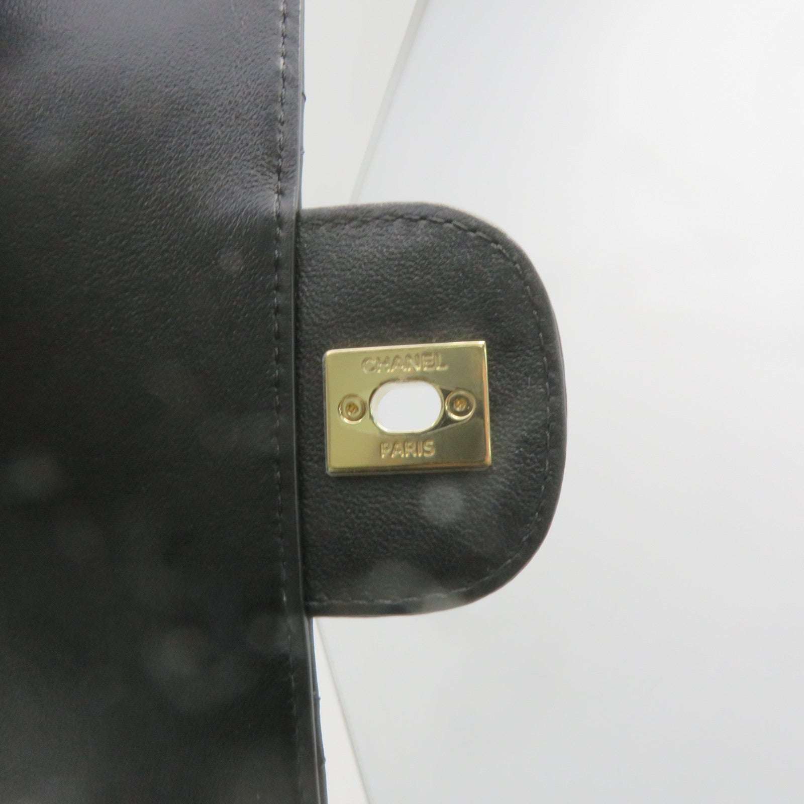 CHANEL 菱格羊皮皮革Chain Shoulder金扣鏈帶肩背袋肩背袋黑色