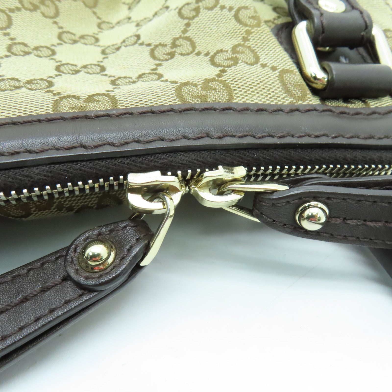 GUCCI 帆布2way Shoulder Bag金扣手挽肩背两用袋啡色