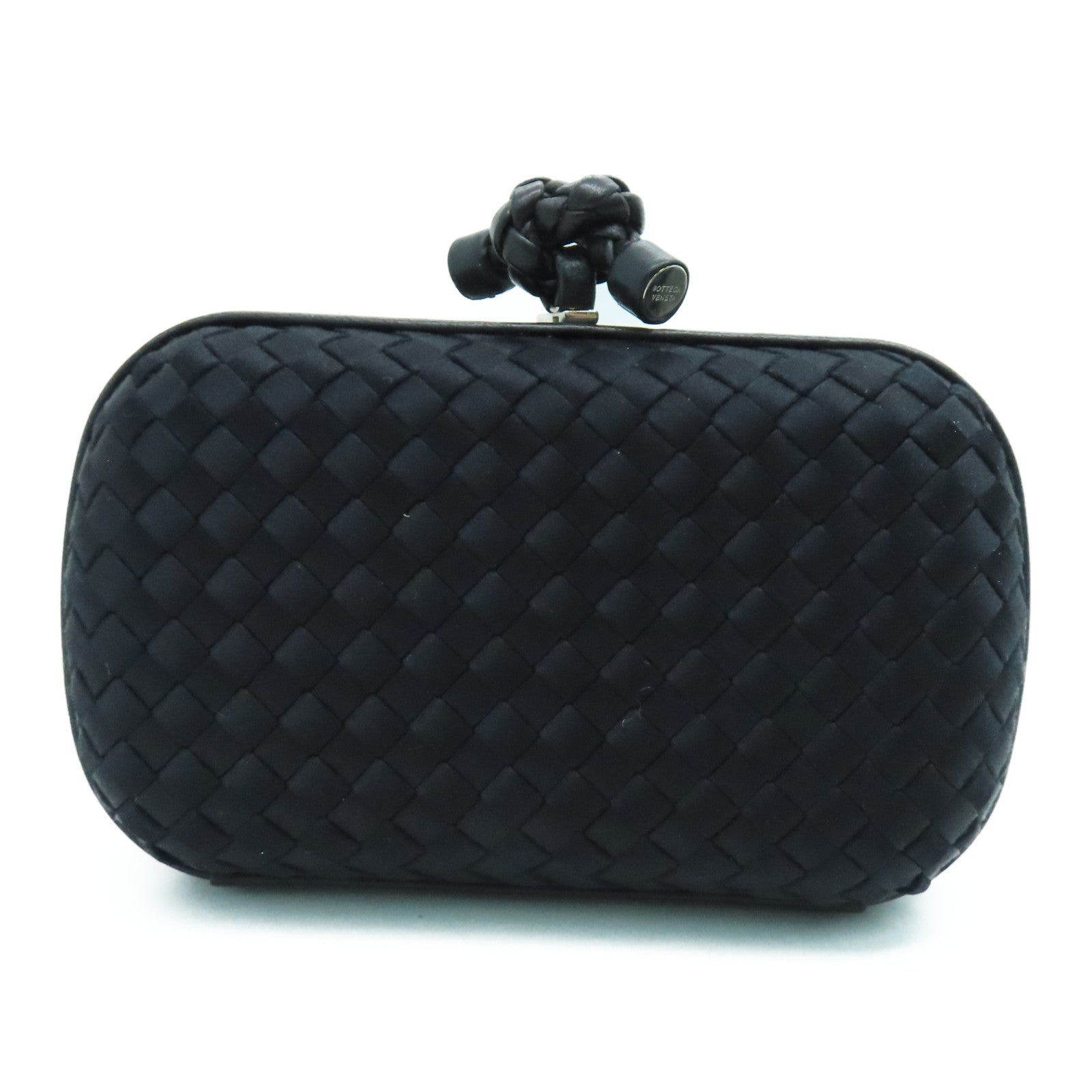 BOTTEGA VENETA Satin/皮革Clutch Bag手拿包黑色