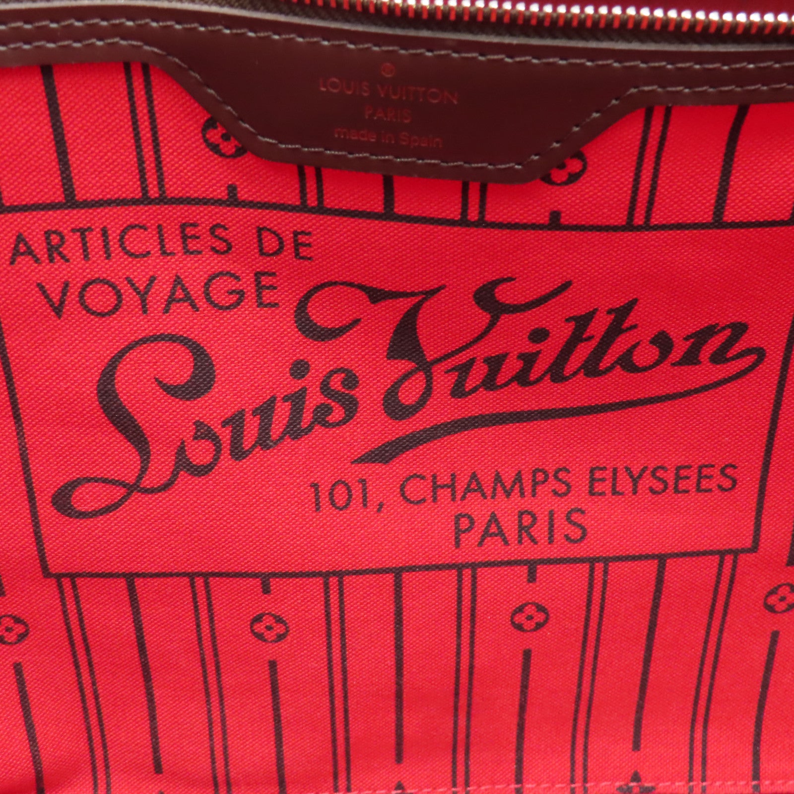 LOUIS VUITTON Damier Neverfull MM金扣肩背袋啡色