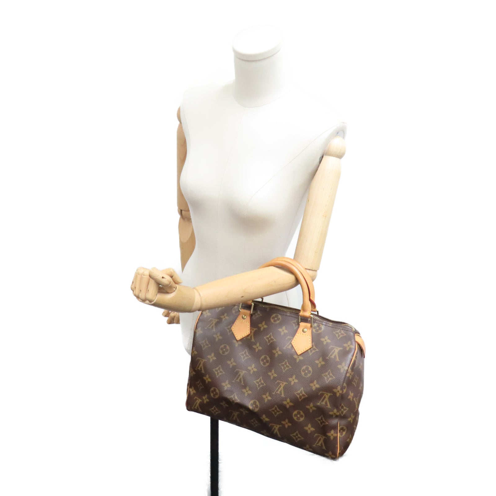 LOUIS VUITTON [Sharp Discount] Monogram Speedy 30 Gold Buckle Hand Bag Brown