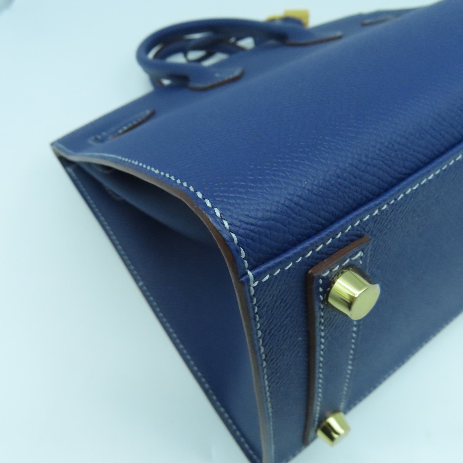 HERMES Epsom皮革Birkin 25 Sellier Special Order金扣手挽袋Bleu Encre墨水藍色