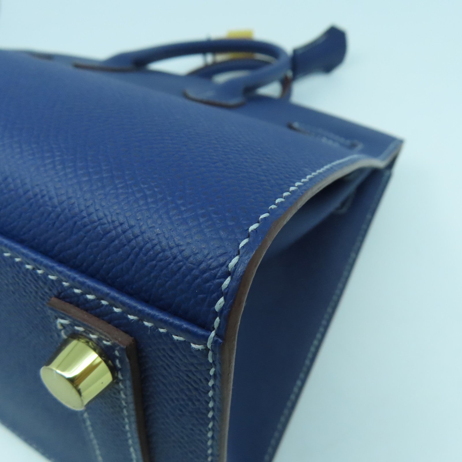 HERMES Epsom皮革Birkin 25 Sellier Special Order金扣手挽袋Bleu Encre墨水藍色