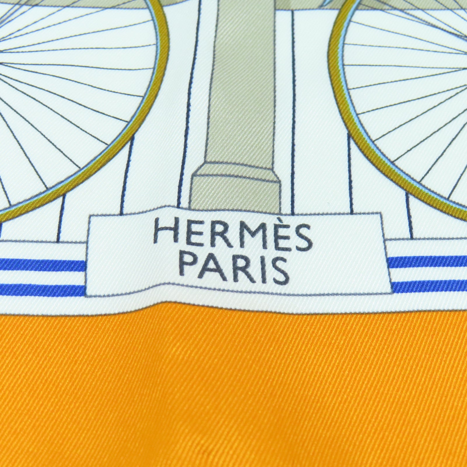 HERMES Silk Scarf90x90 Scarf White Orange