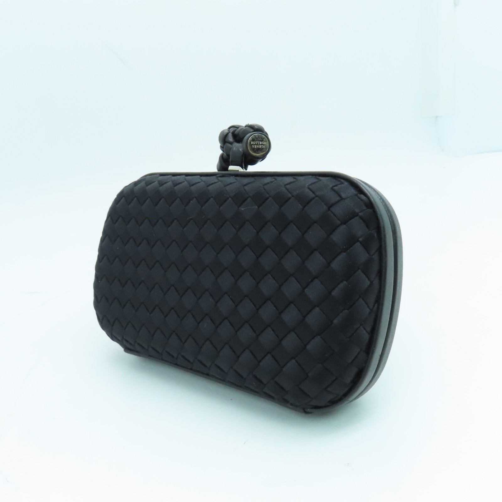 BOTTEGA VENETA Satin/皮革Clutch Bag手拿包黑色