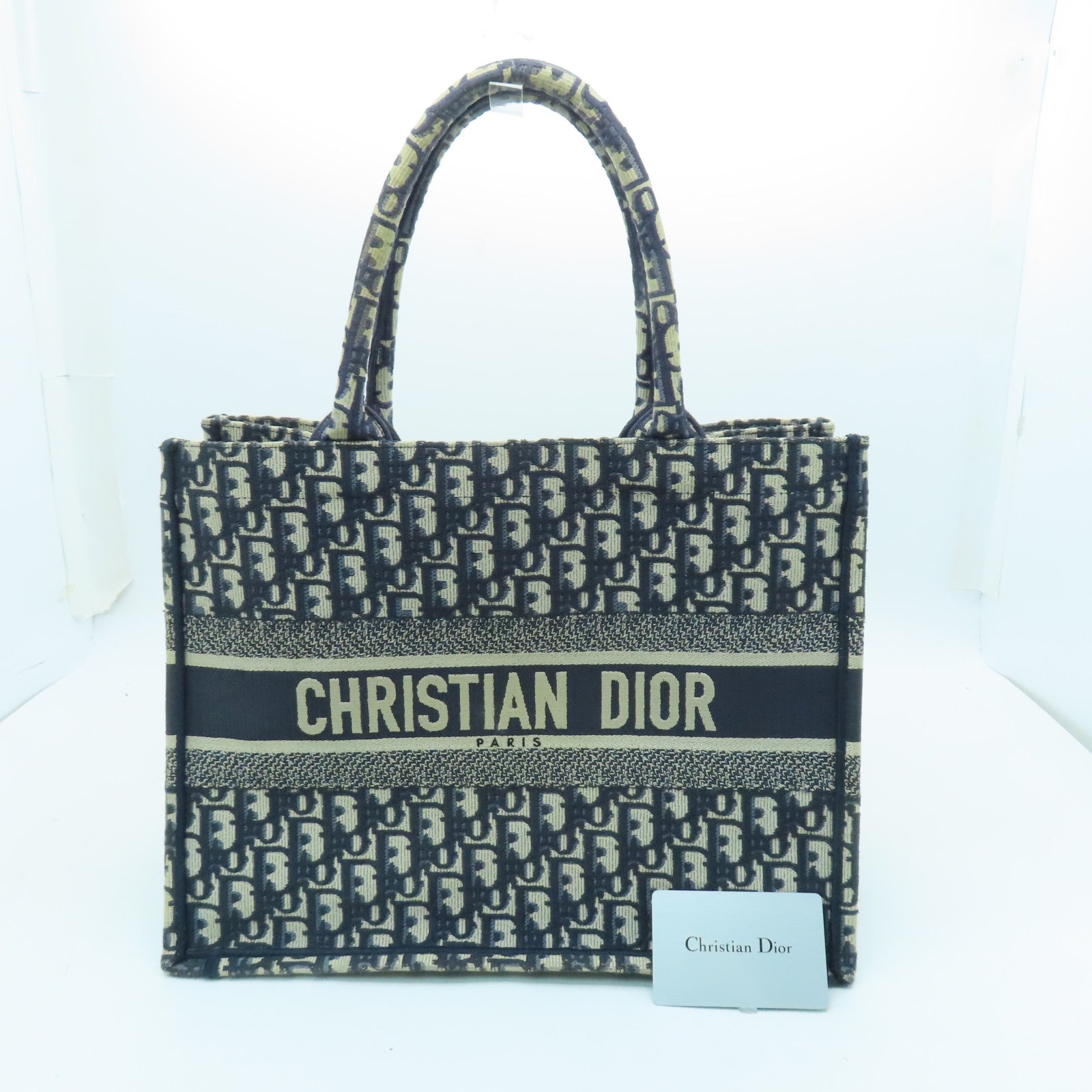 Dior Canvas Book Tote Medium Handle Bag Blue