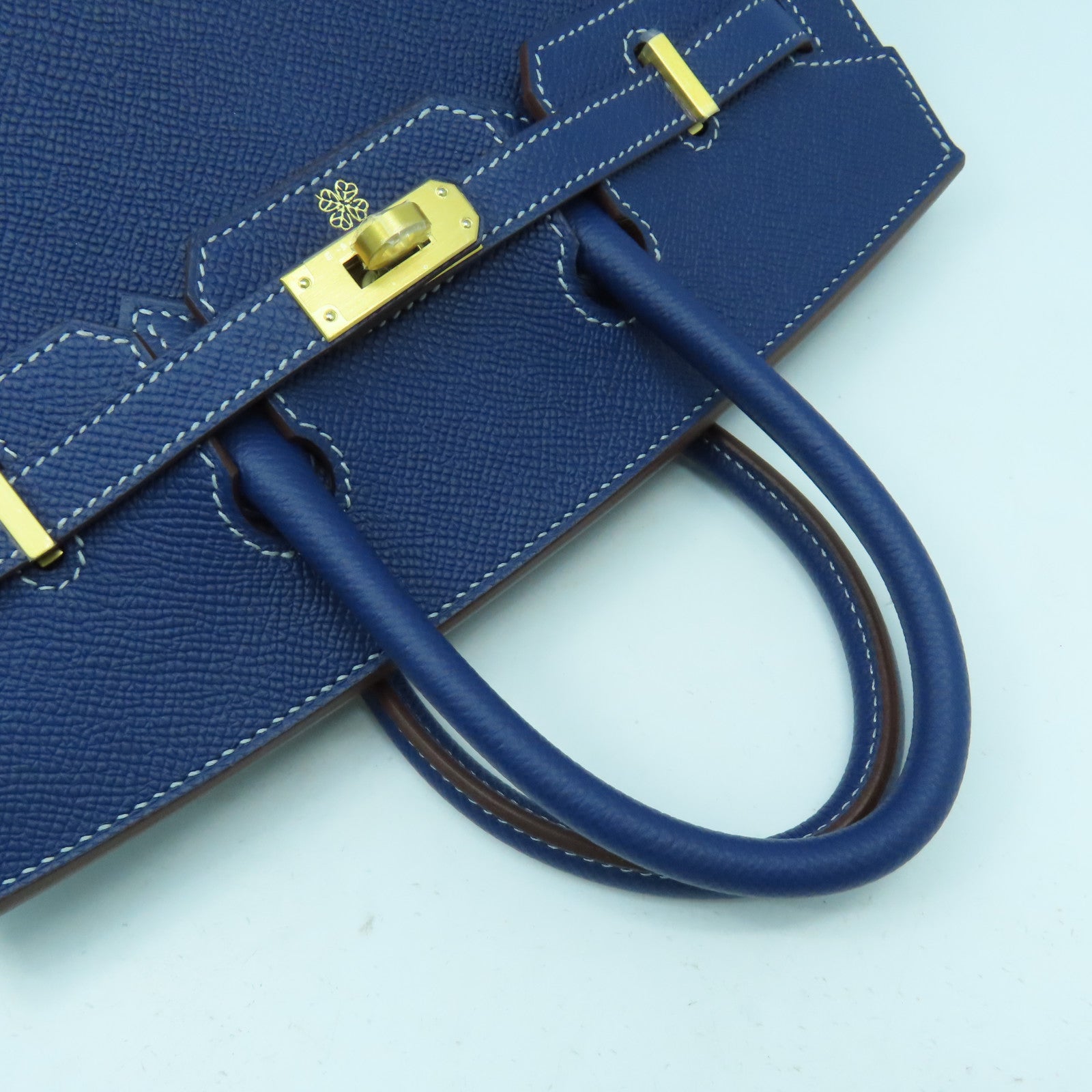 HERMES Epsom皮革Birkin 25 Sellier Special Order金扣手挽袋Bleu Encre墨水藍色