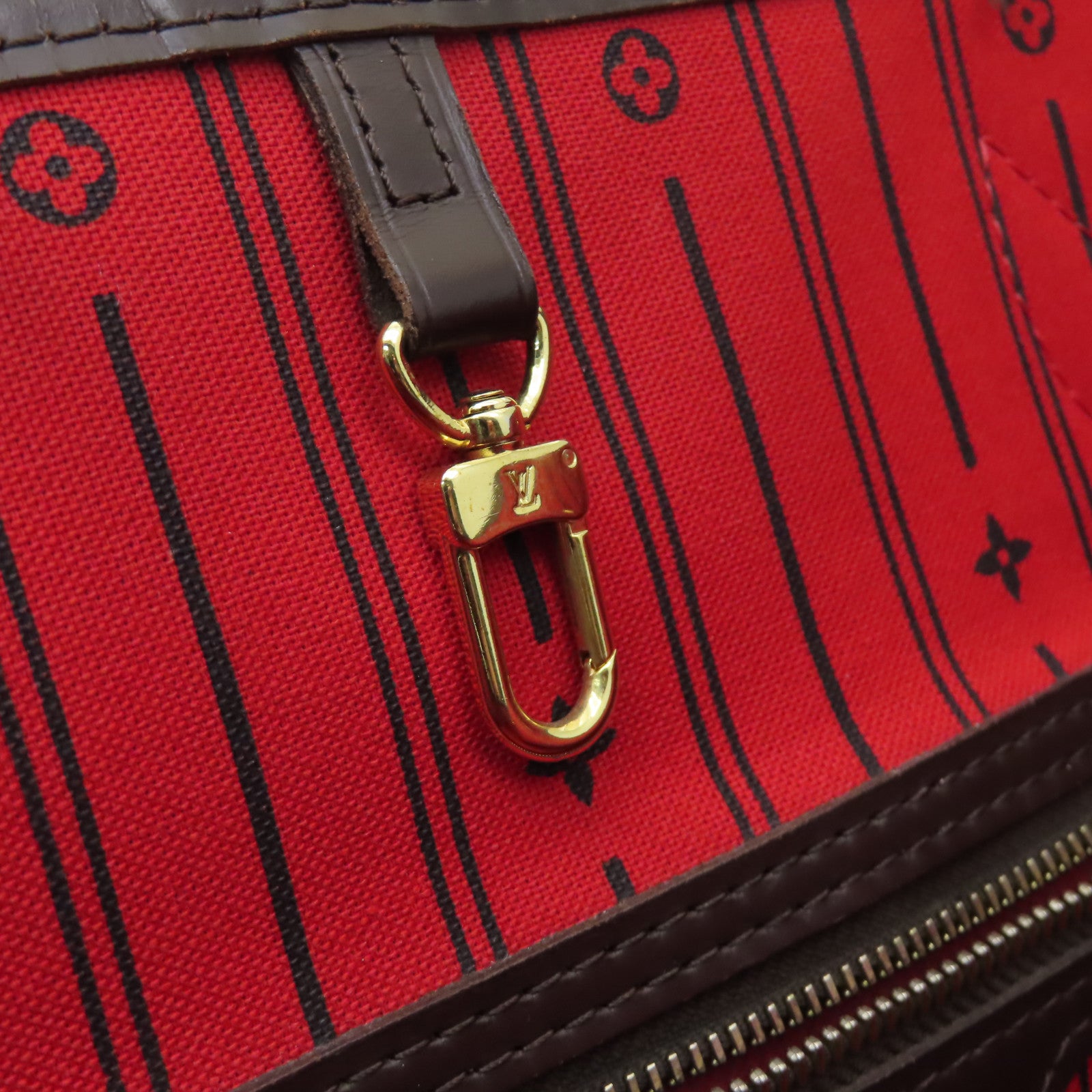LOUIS VUITTON Damier Neverfull MM金扣肩背袋啡色