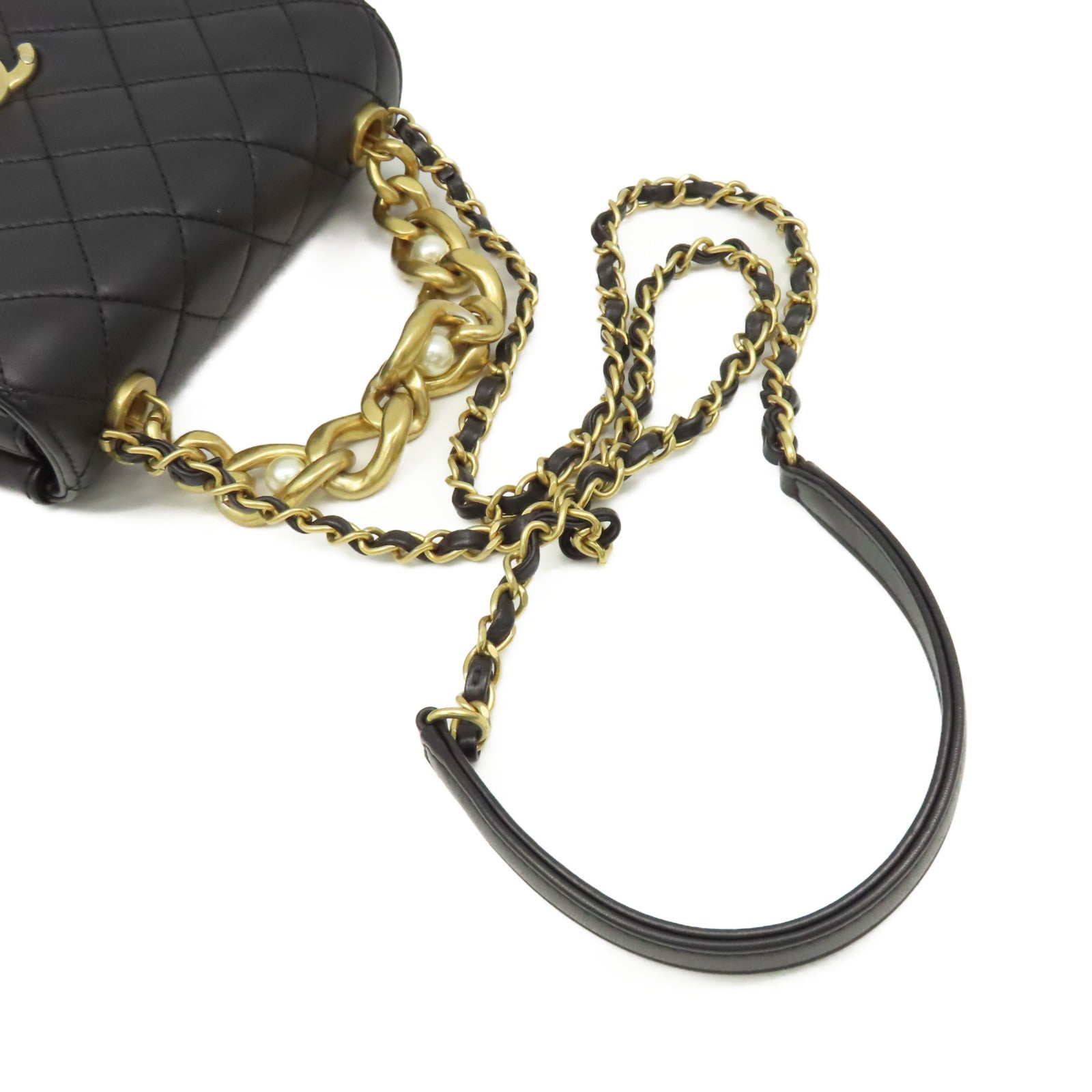 CHANEL 【激減優惠】菱格牛皮皮革2Way Chain Shoulder Bag金扣手挽肩背兩用袋黑色