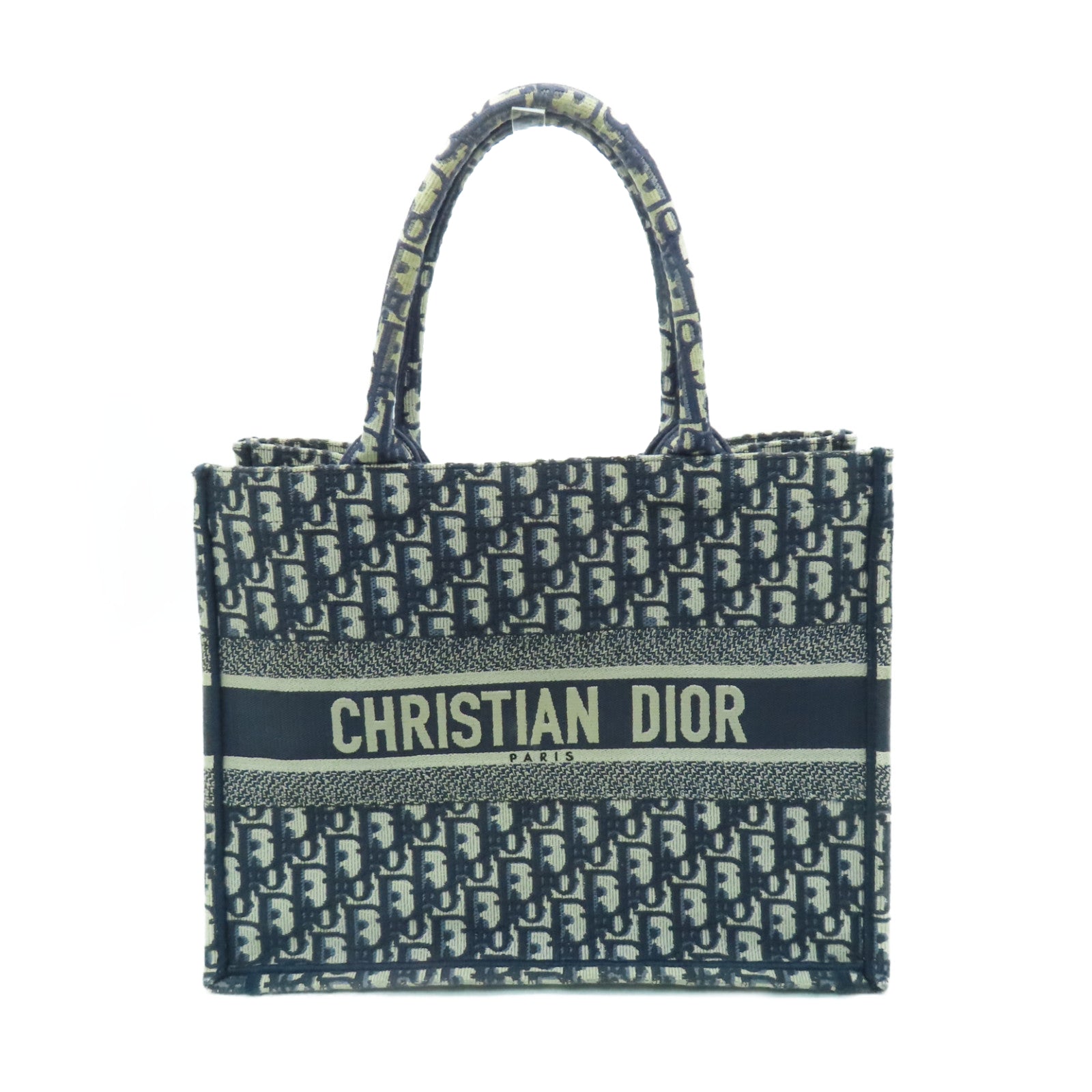 Dior Canvas Book Tote Medium Handle Bag Blue
