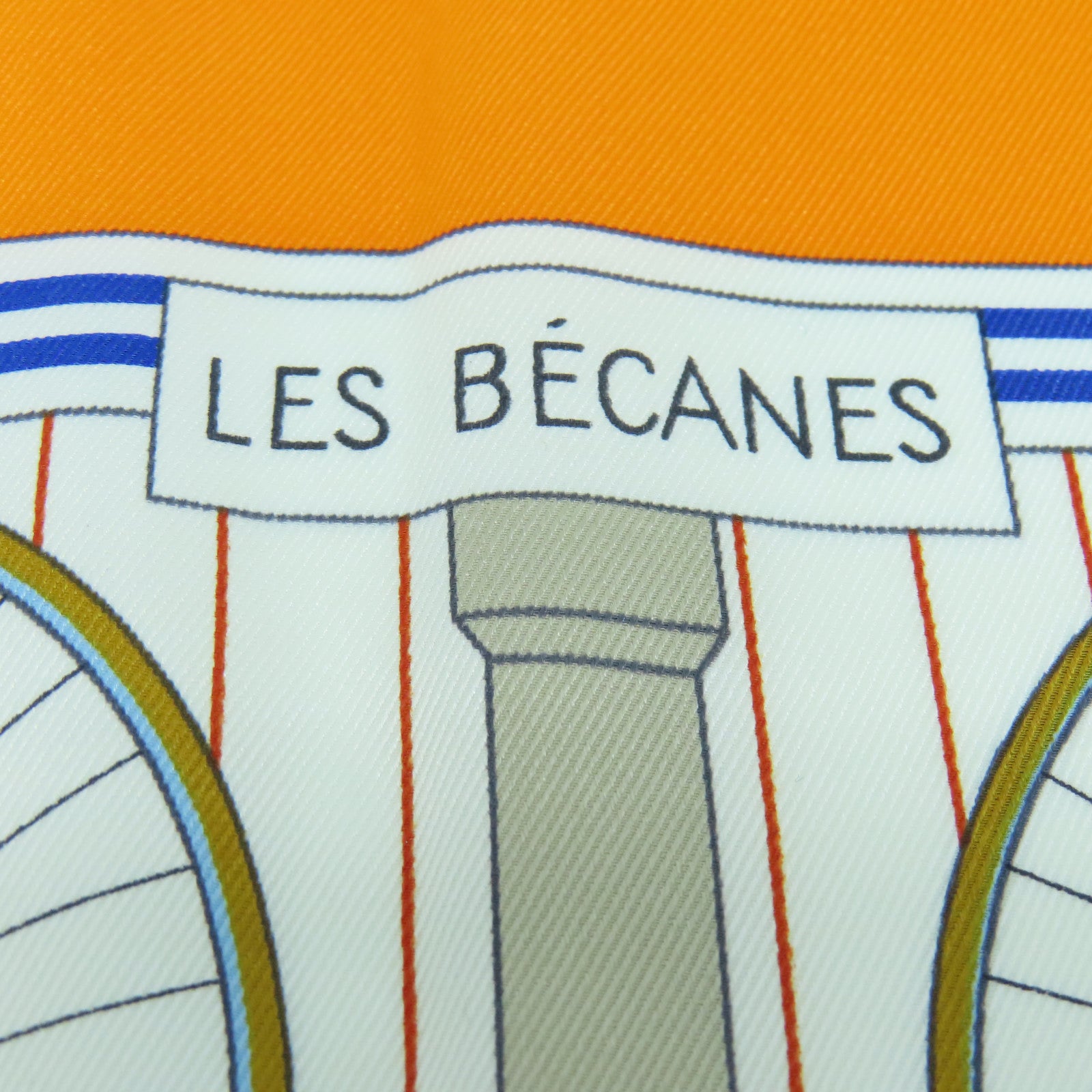 HERMES Silk Scarf90x90 Scarf White Orange