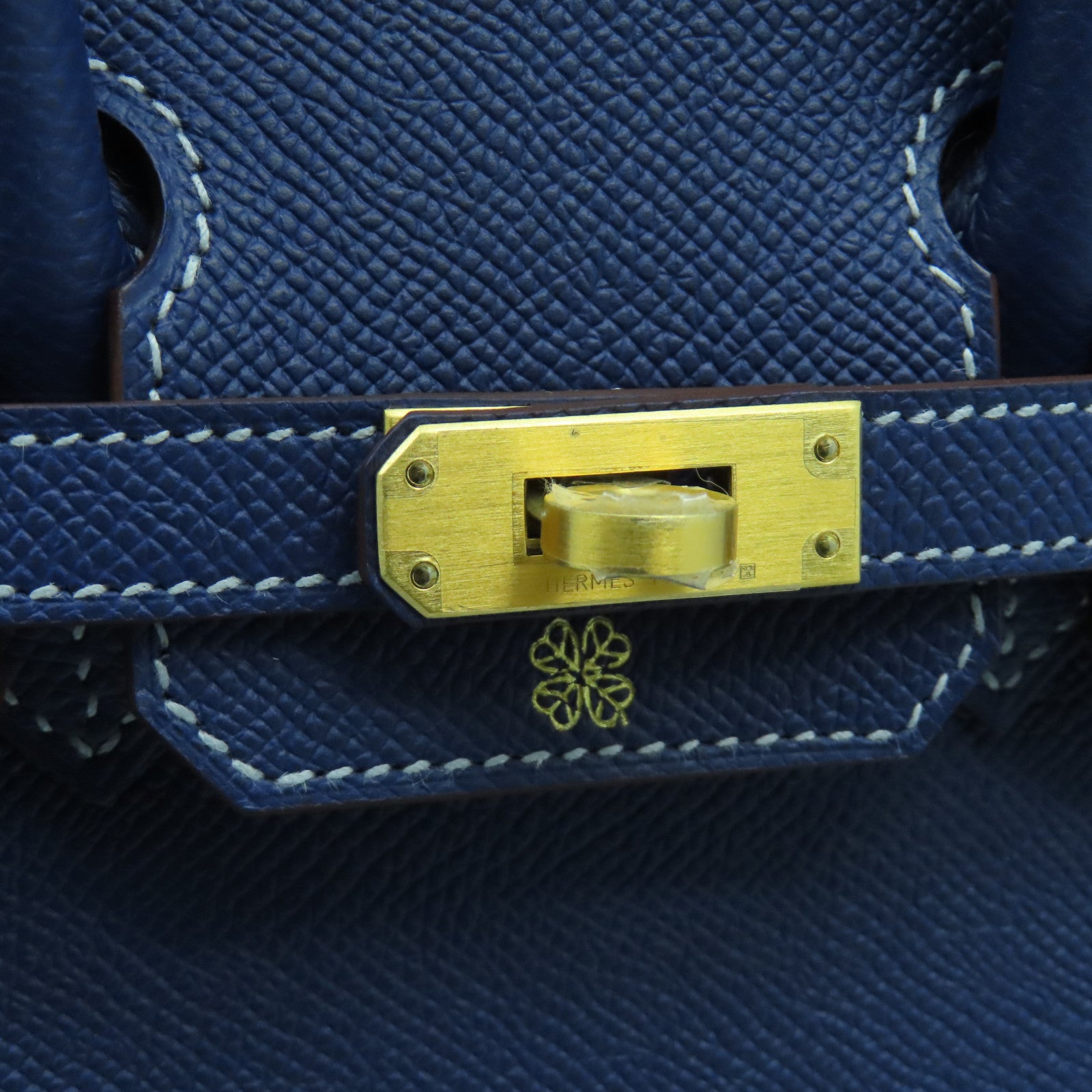 HERMES Epsom皮革Birkin 25 Sellier Special Order金扣手挽袋Bleu Encre墨水藍色