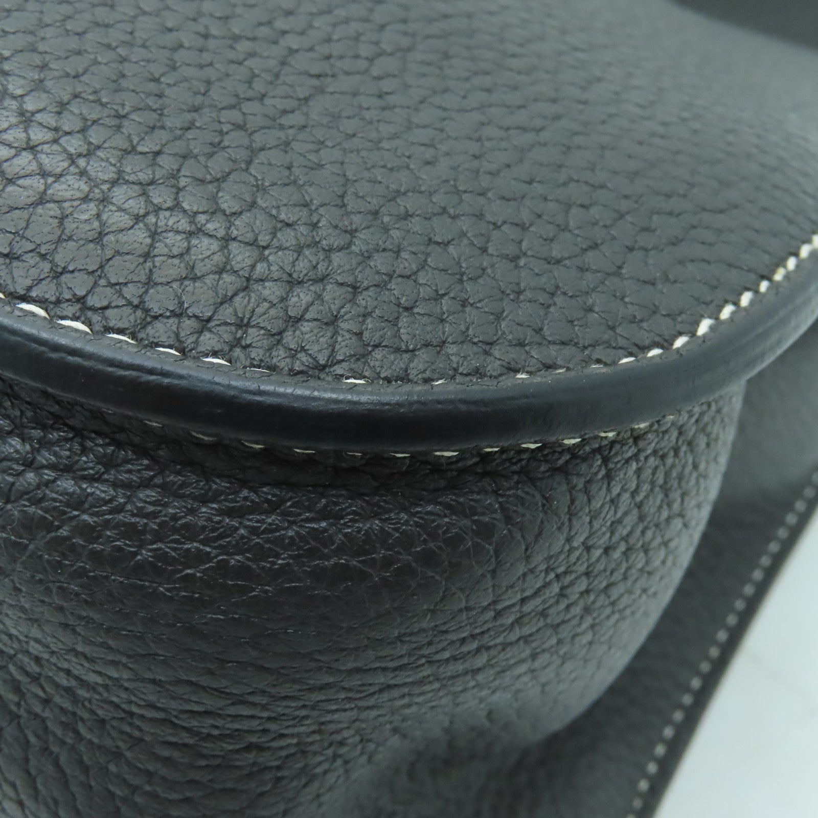HERMES Clemence皮革Halzan 31銀扣手挽肩背兩用袋黒色