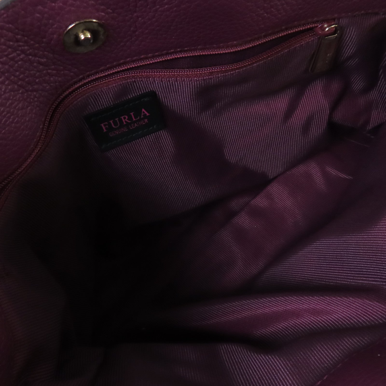 Furla 皮革2Way Shoulder Bag金扣手挽肩背兩用袋酒紅色
