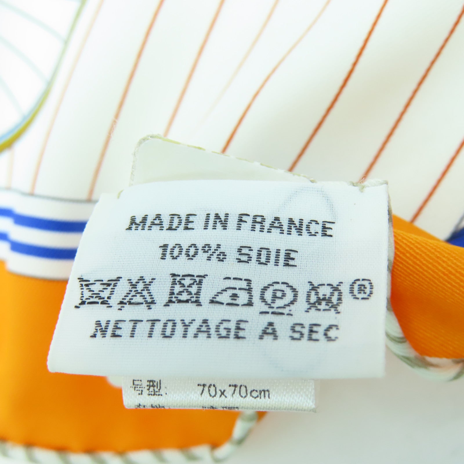 HERMES Silk Scarf90x90 Scarf White Orange