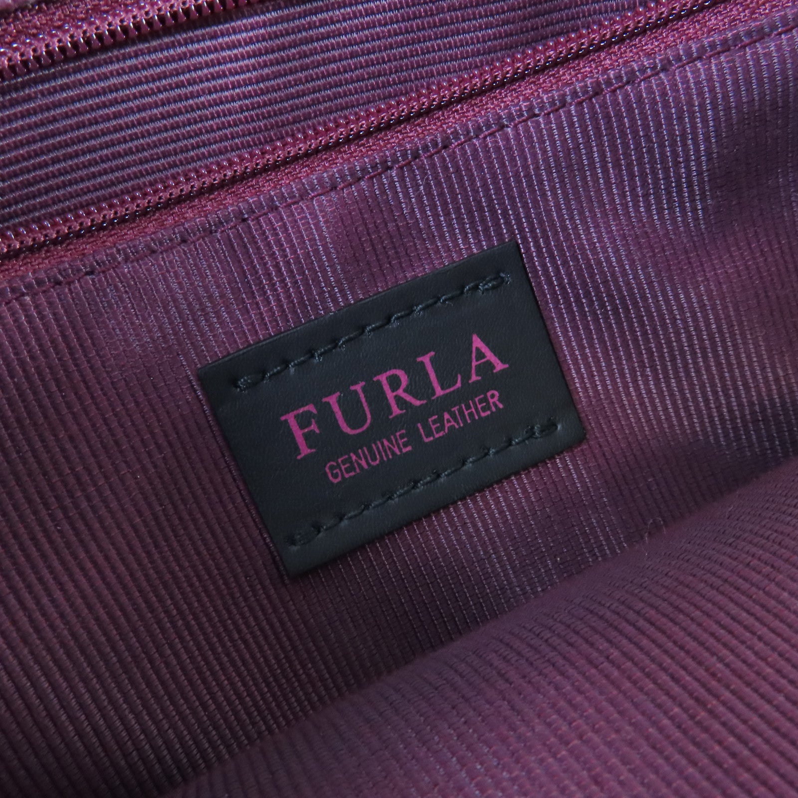 Furla 皮革2Way Shoulder Bag金扣手挽肩背兩用袋酒紅色