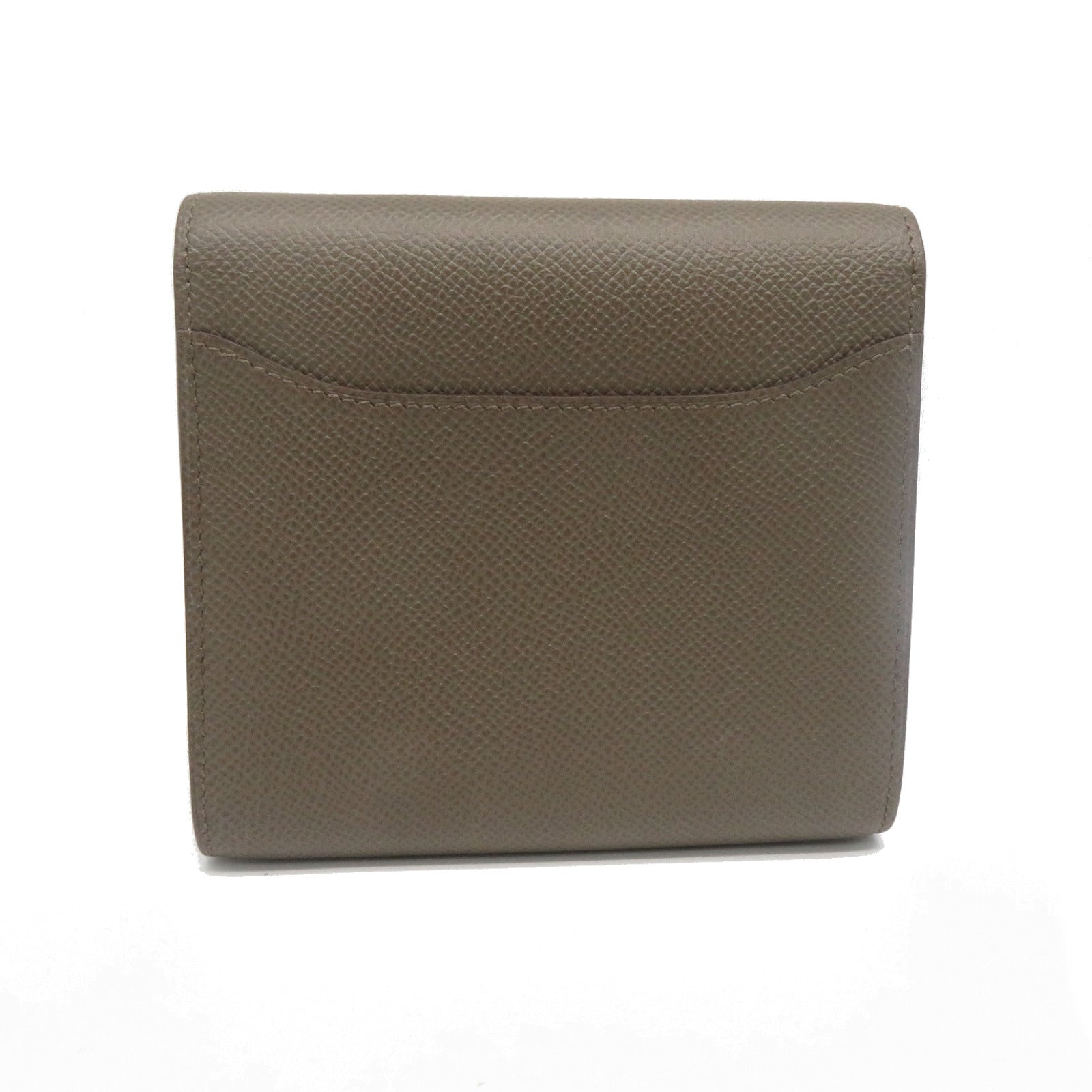 HERMES Epsom皮革Constance Compact Wallet銀扣錢包灰色