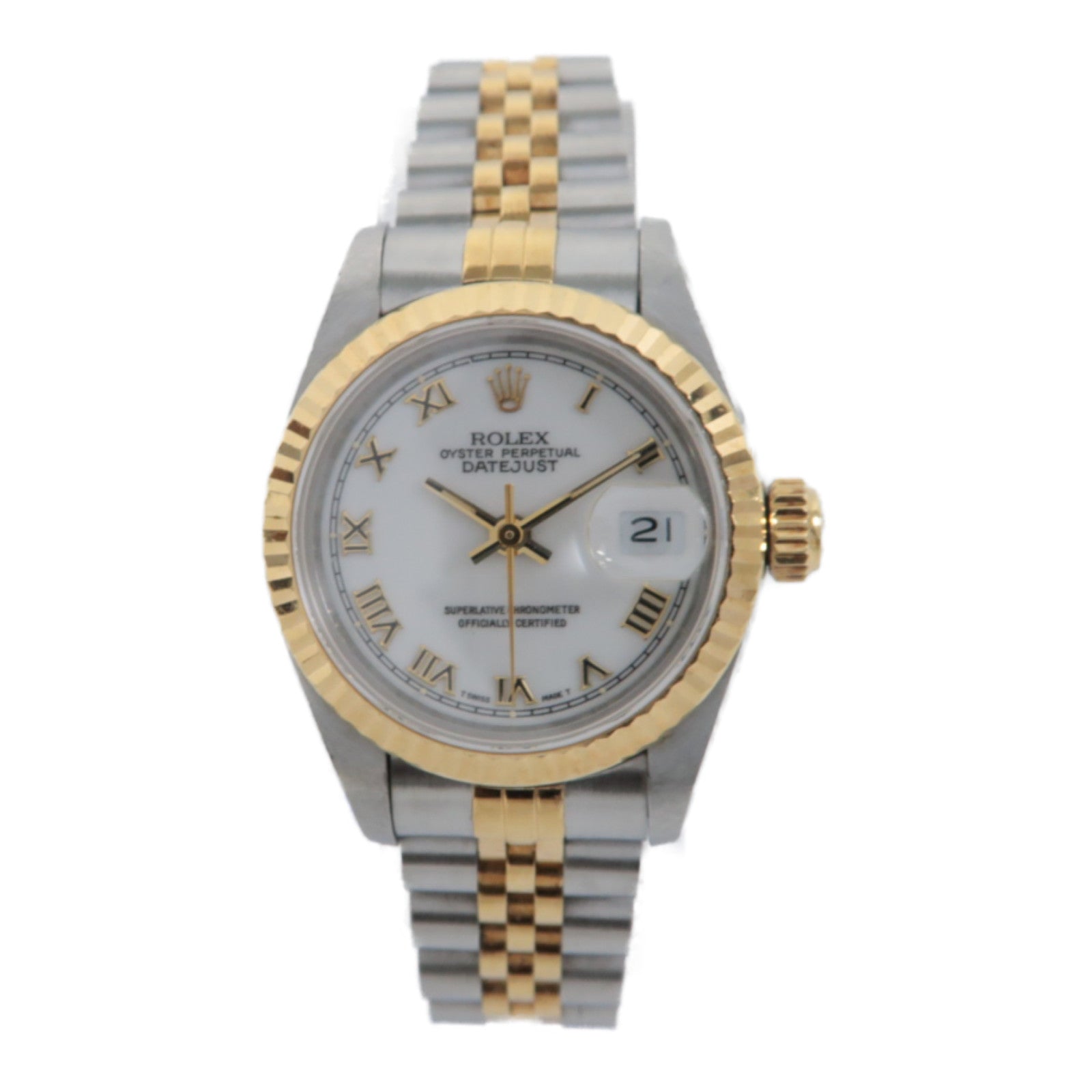 ROLEX Datejust18K黃金/不鏽鋼手錶自動機芯白色