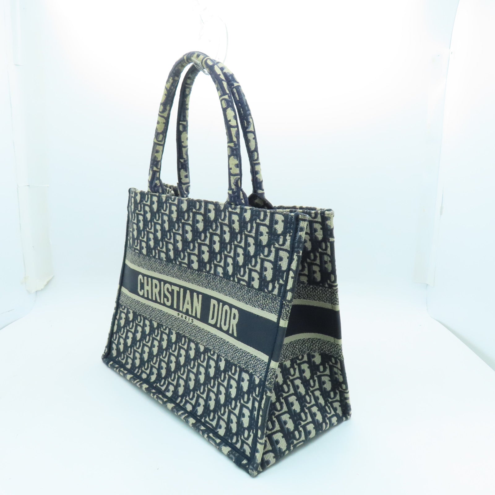 Dior Canvas Book Tote Medium Handle Bag Blue