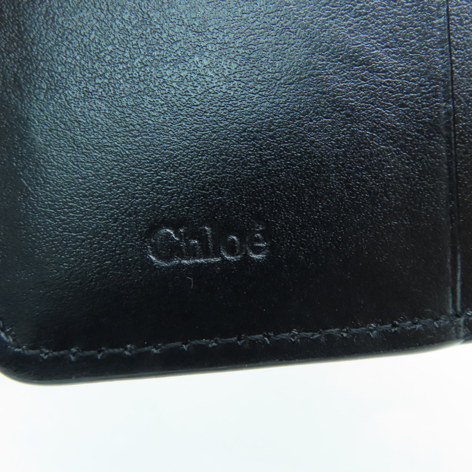 Chloe Leather Wallet Gold Buckle Black