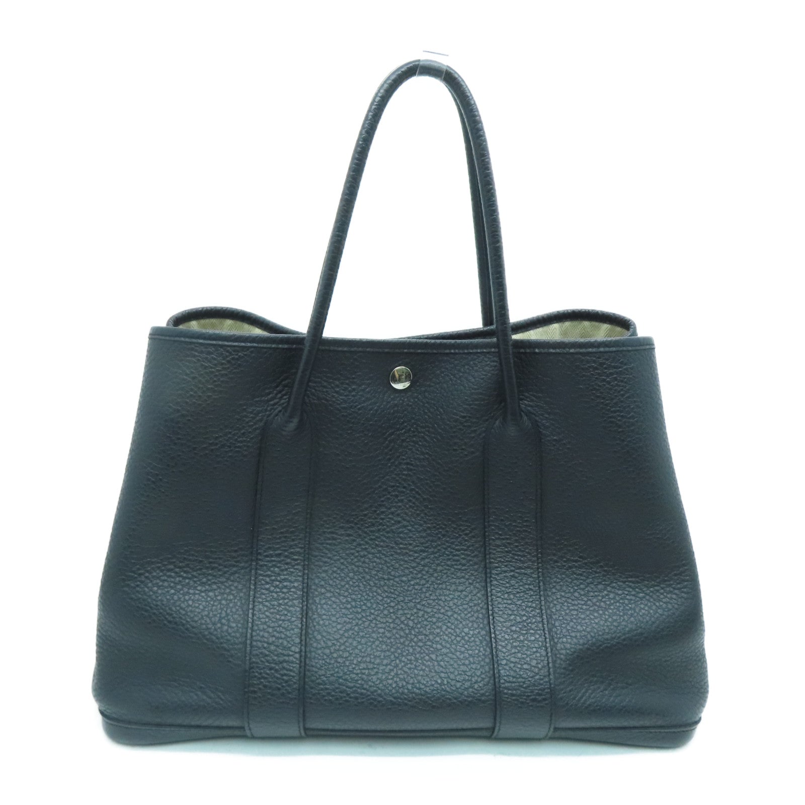 HERMES 【激减优惠】Country皮革Garden Party PM银扣手挽袋黑色