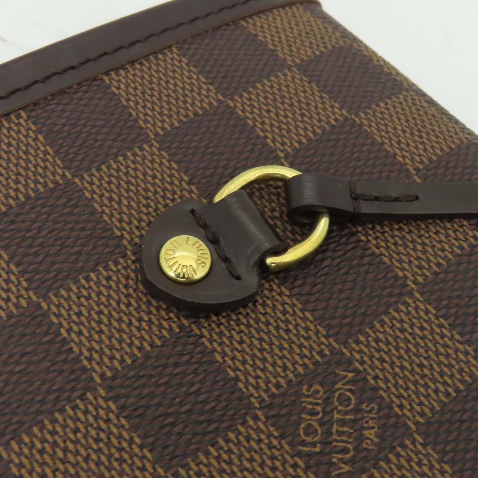 LOUIS VUITTON Damier Neverfull MM金扣肩背袋啡色