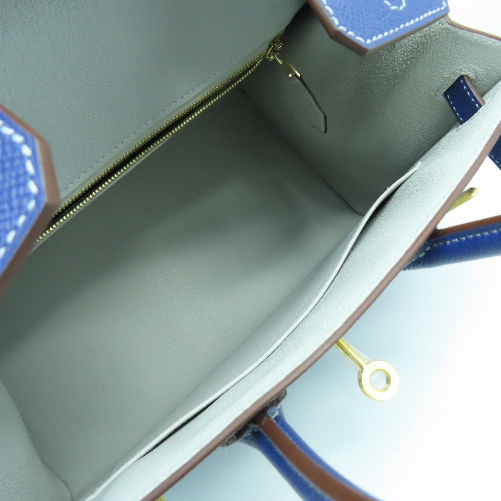 HERMES Epsom皮革Birkin 25 Sellier Special Order金扣手挽袋Bleu Encre墨水藍色