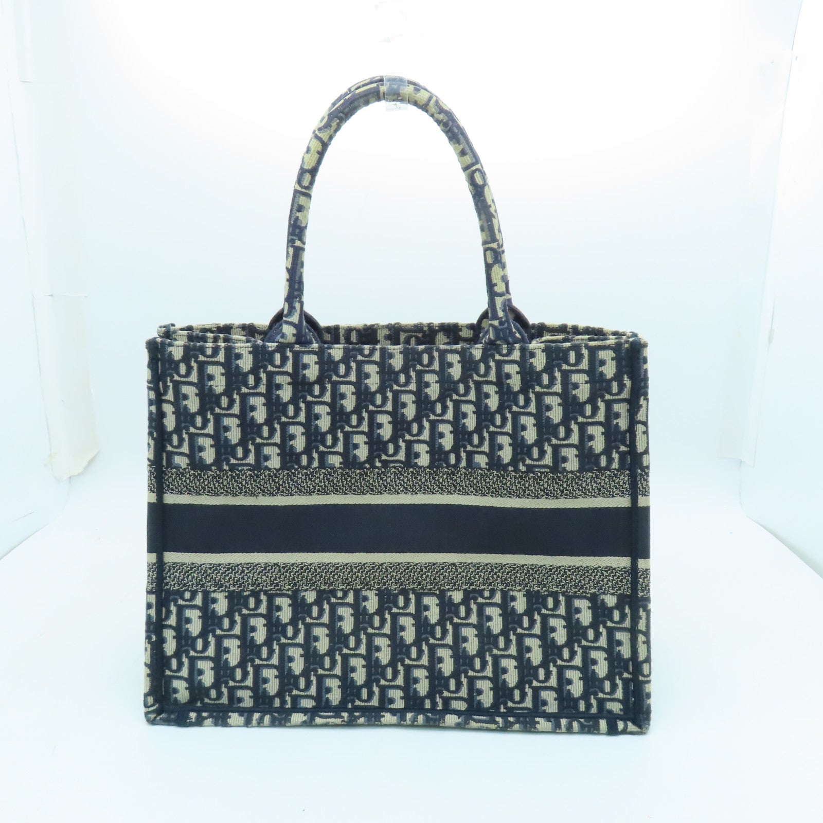 Dior Canvas Book Tote Medium Handle Bag Blue