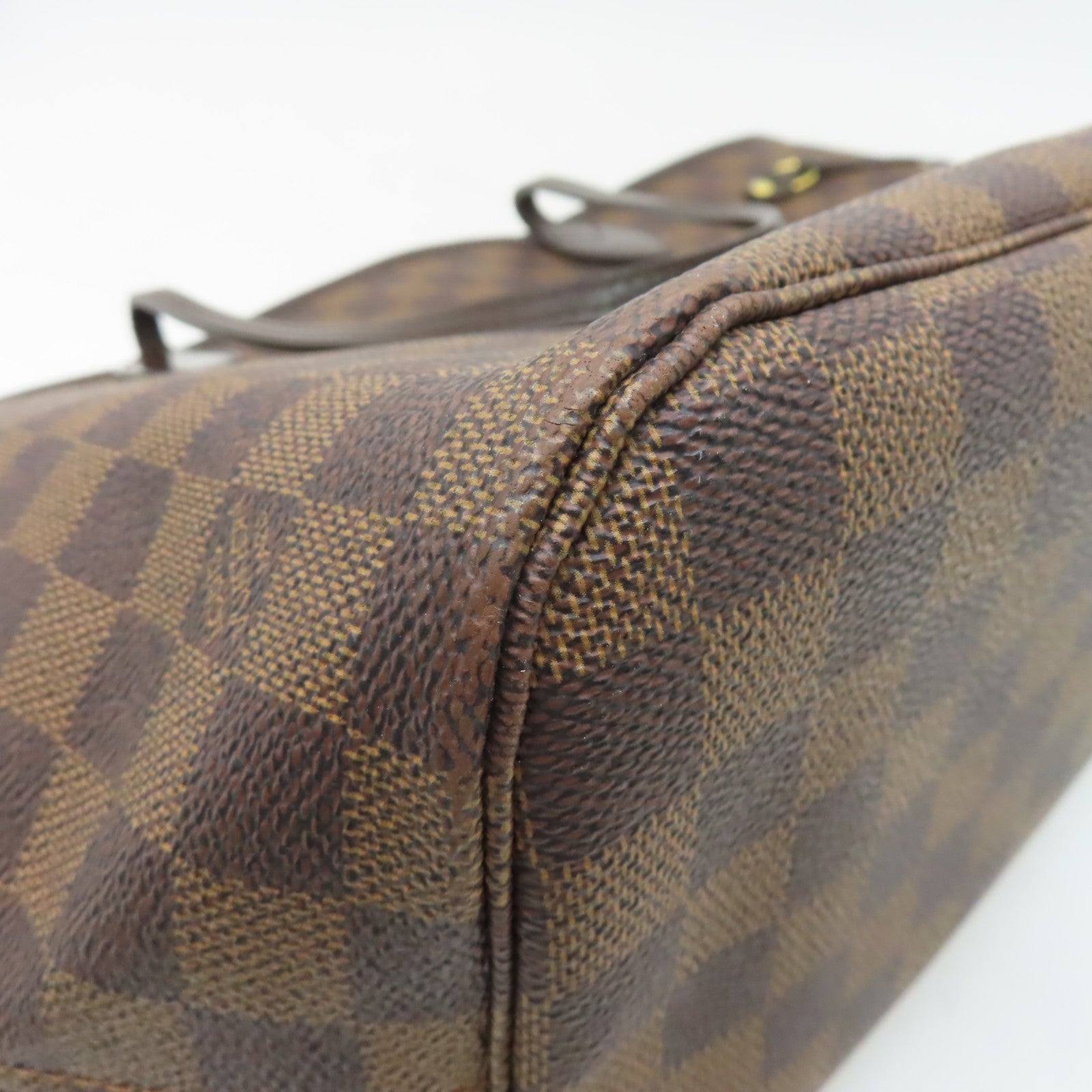 LOUIS VUITTON Damier Neverfull MM金扣肩背袋啡色