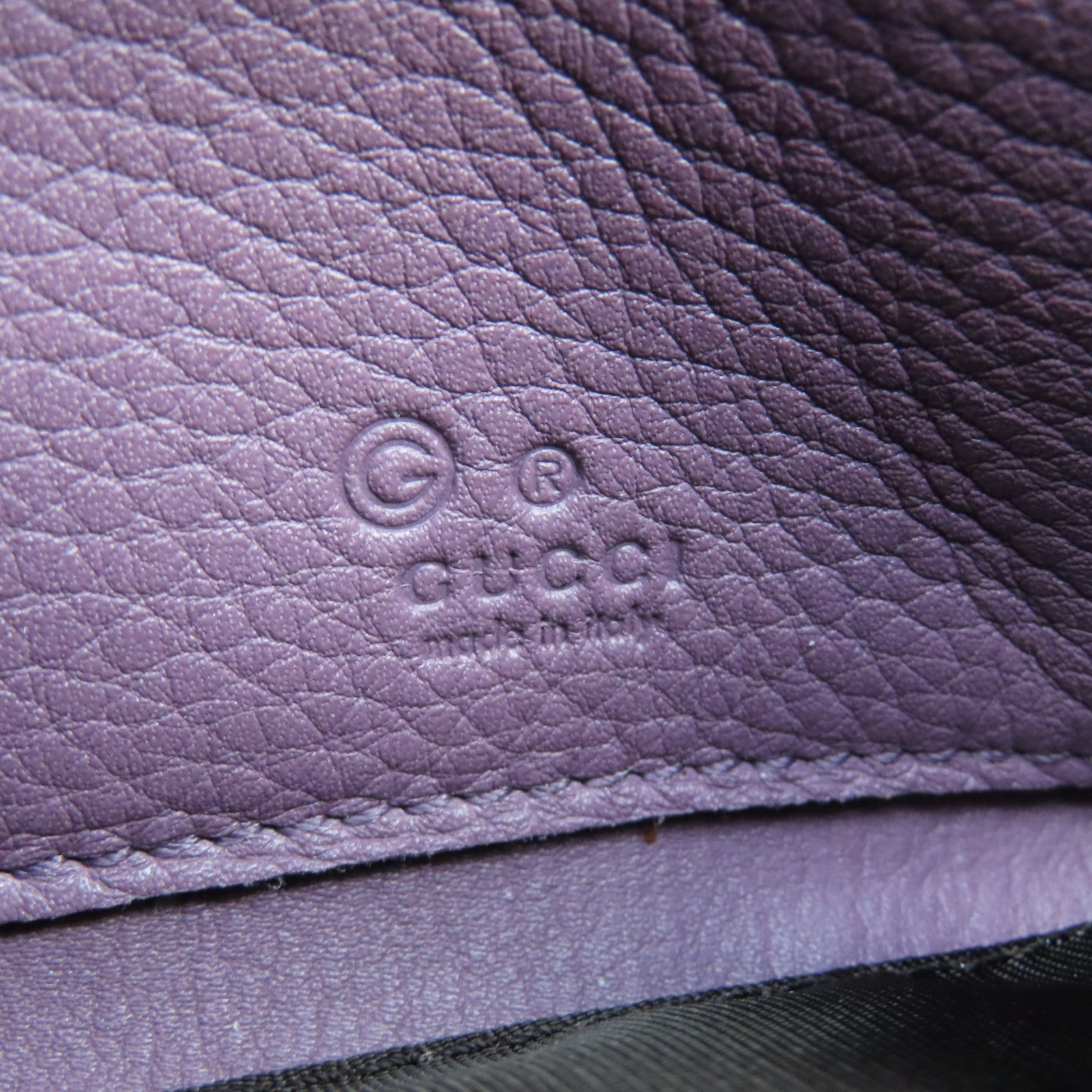 GUCCI Cowhide Leather Key Case 6 Gold Buckle Long Wallet Purple