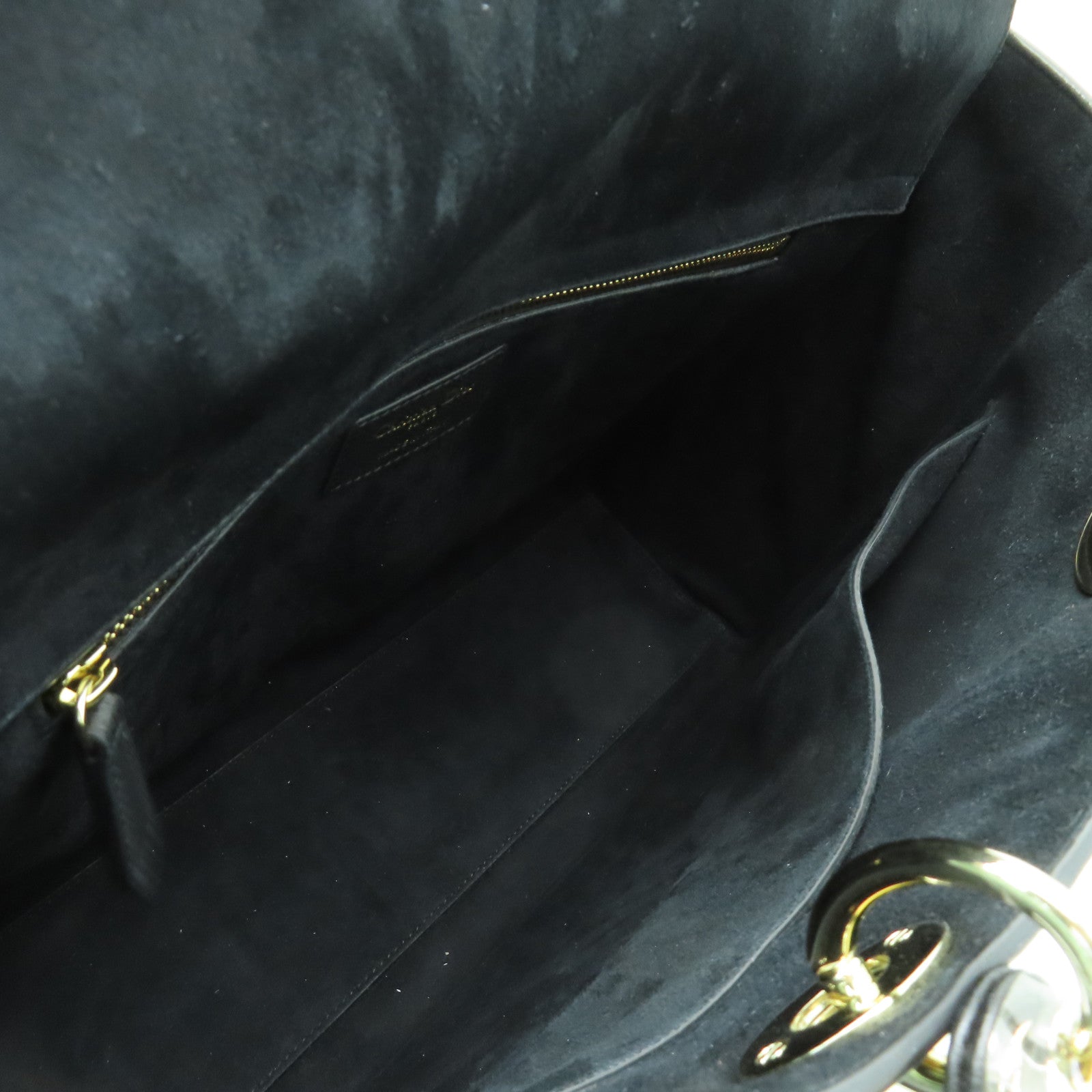 Dior 牛皮皮革Lady Dior金扣手挽肩背兩用袋黒色