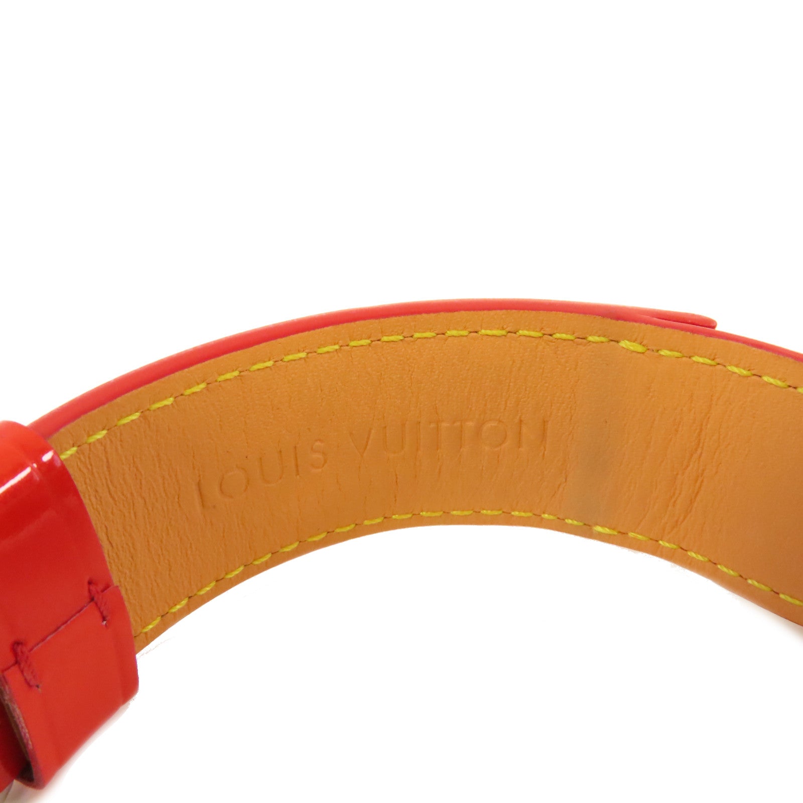 LOUIS VUITTON Monogram Vernis Tambour Lovely Rack Watch不鏽鋼/皮帶石英機芯手錶白色/紅色