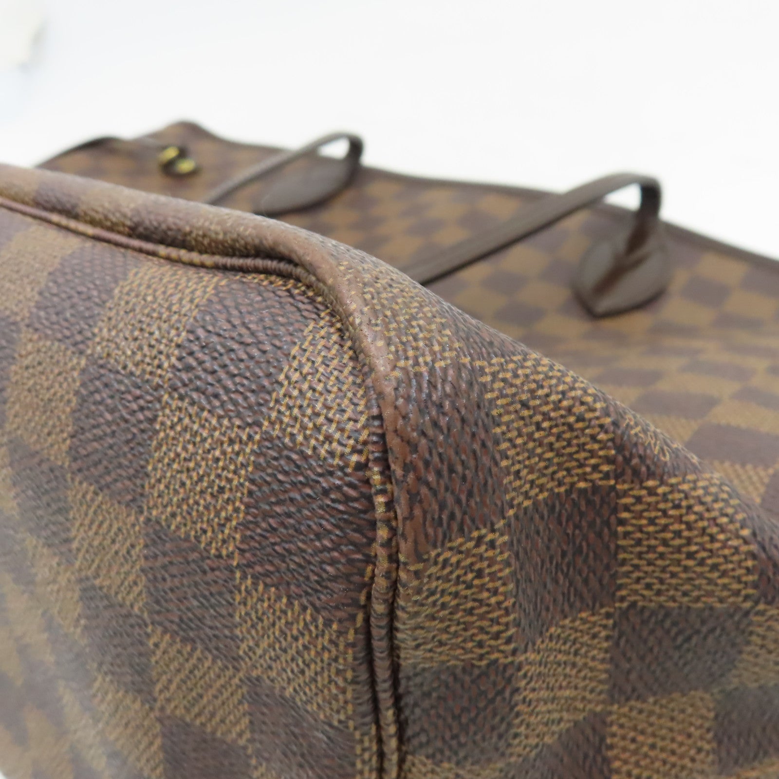 LOUIS VUITTON Damier Neverfull MM金扣肩背袋啡色