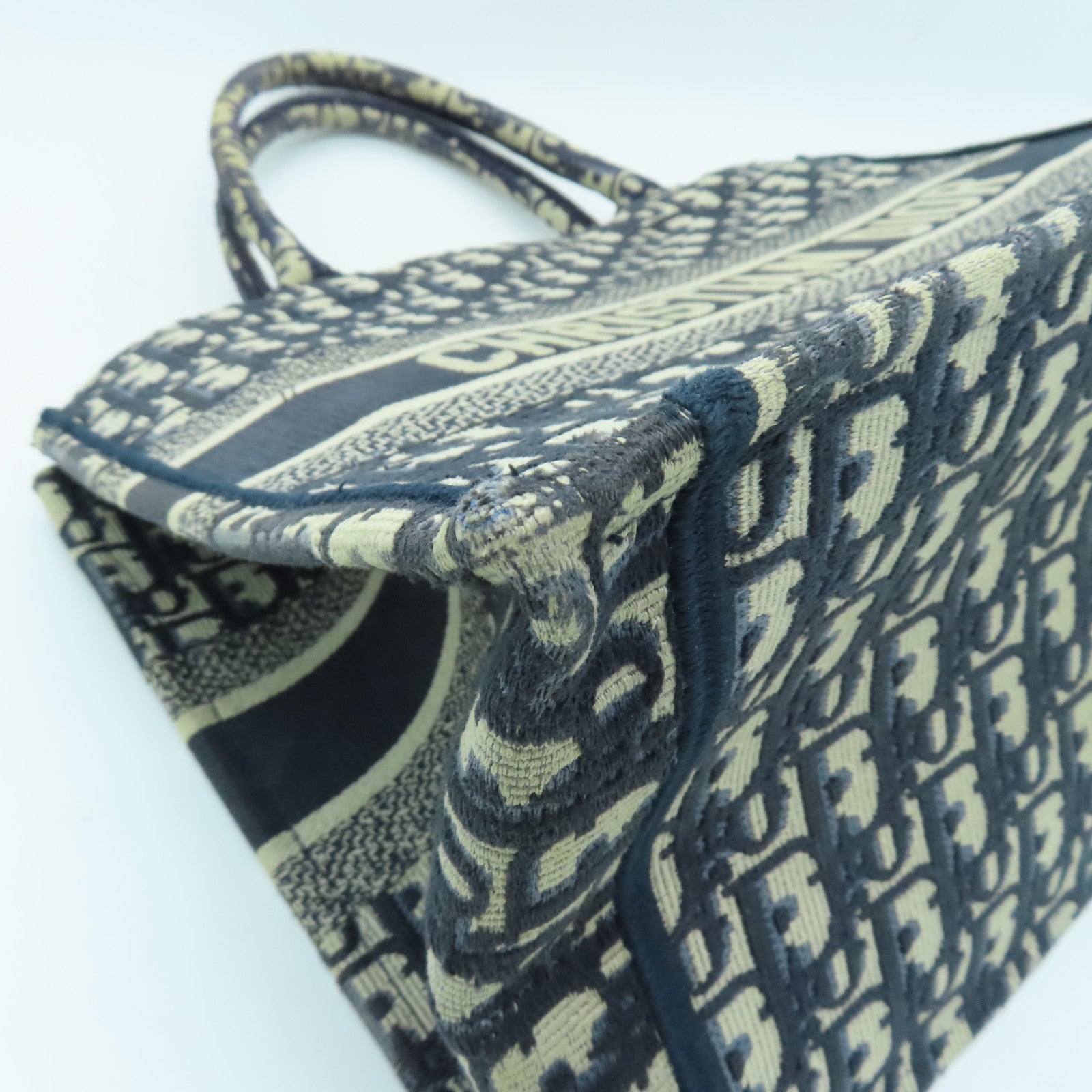 Dior Canvas Book Tote Medium Handle Bag Blue