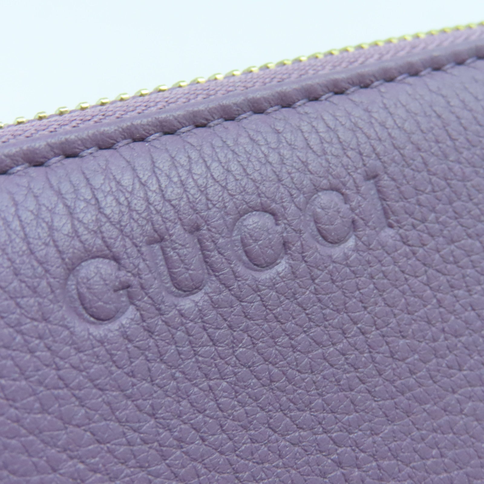 GUCCI Cowhide Leather Key Case 6 Gold Buckle Long Wallet Purple